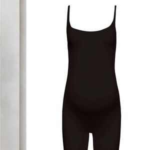 Women’s Black Maternity Jumpsuit - Sleek Spaghetti Strap